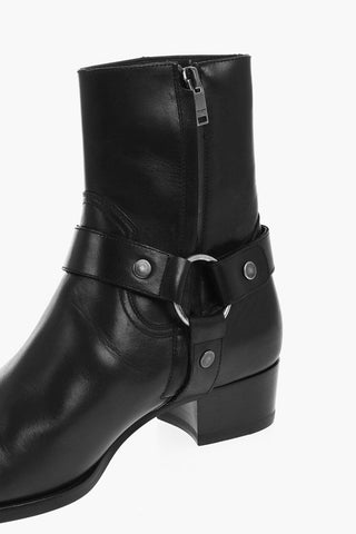 Leather Western Booties with Cuir Sole 4cm