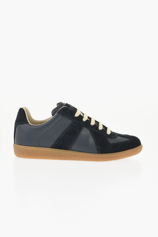 MM22 Leather Low Top Sneakers with Suede Trims
