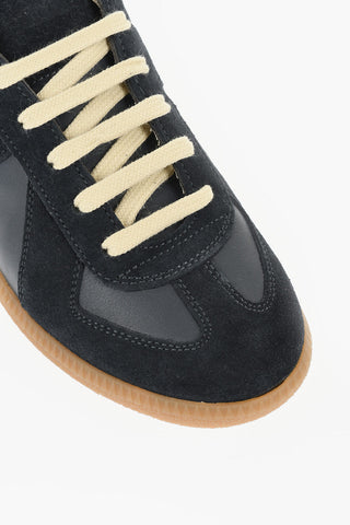 MM22 Leather Low Top Sneakers with Suede Trims