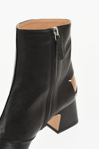 MM22 Stivaletti in Pelle con Punta Squadrata e Chiusura Zip Tacco 6cm