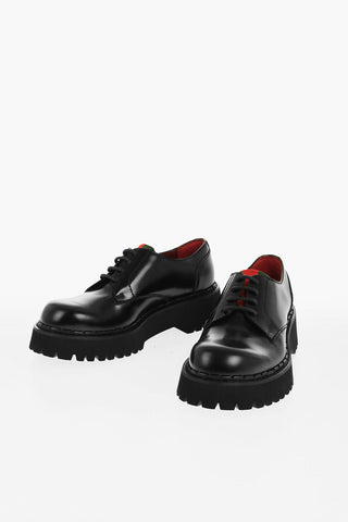 Brushed Leather Derby Shoes with Carrion Sole