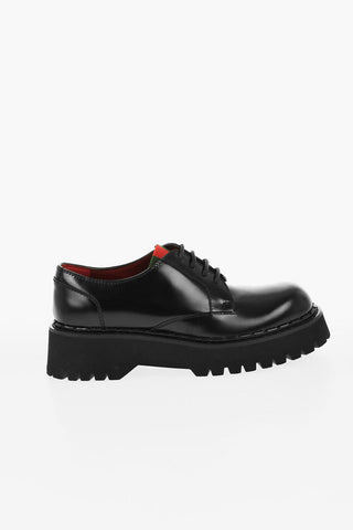 Brushed Leather Derby Shoes with Carrion Sole