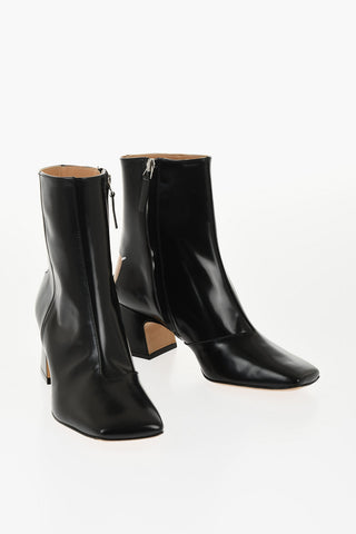 MM22 Stivaletti in Pelle Spazzolata con Punta Squadrata Tacco 5.5cm