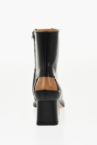 MM22 Stivaletti in Pelle Spazzolata con Punta Squadrata Tacco 5.5cm