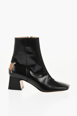 MM22 Stivaletti in Pelle Spazzolata con Punta Squadrata Tacco 5.5cm
