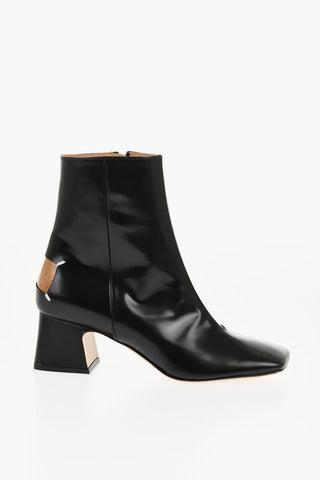 MM22 Stivaletti in Pelle Spazzolata con Punta Squadrata Tacco 5.5cm