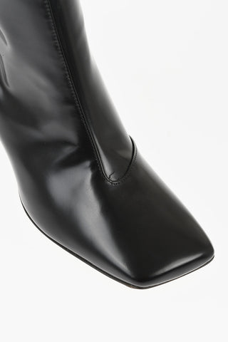 MM22 Stivaletti in Pelle Spazzolata con Punta Squadrata Tacco 5.5cm