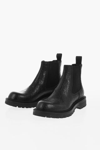 Monogram Embossed Leather Chelsea Booties