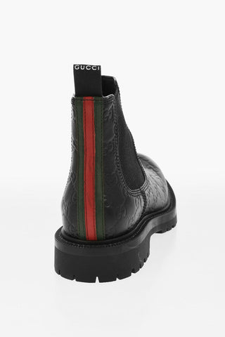 Monogram Embossed Leather Chelsea Booties