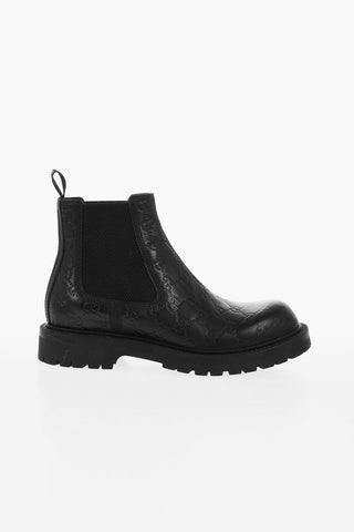 Monogram Embossed Leather Chelsea Booties