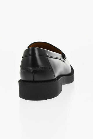 Leather Loafers with Rubber Sole and Front Morset