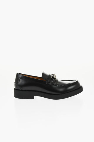 Leather Loafers with Rubber Sole and Front Morset