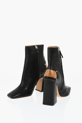 MM22 Stivaletti in Pelle con Punta Squadrata Tacco 10.5cm