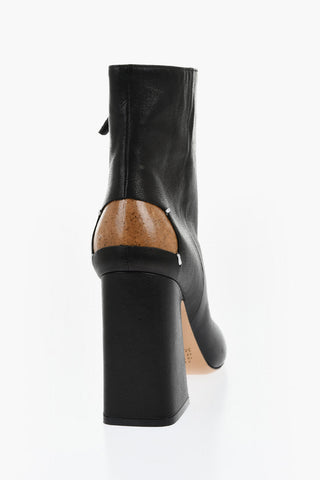 MM22 Stivaletti in Pelle con Punta Squadrata Tacco 10.5cm