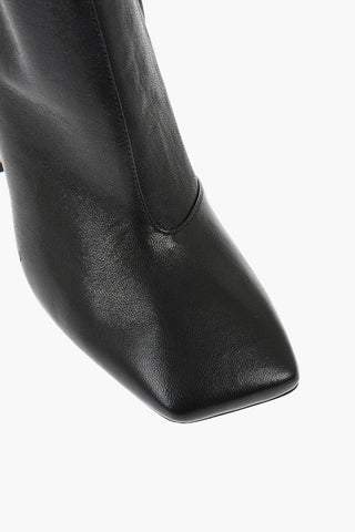 MM22 Stivaletti in Pelle con Punta Squadrata Tacco 10.5cm