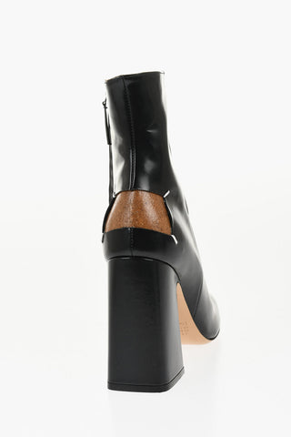 MM22 Stivaletti in Pelle Spazzolata con Punta Squadrata Tacco 10.5cm