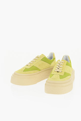MM6 Sneakers Basse in Tessuto e Suede con Suola Platform 5cm