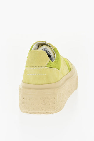 MM6 Sneakers Basse in Tessuto e Suede con Suola Platform 5cm