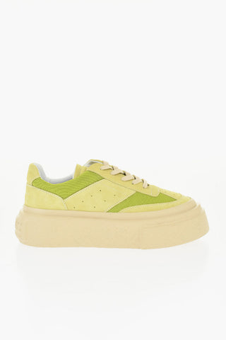 MM6 Sneakers Basse in Tessuto e Suede con Suola Platform 5cm