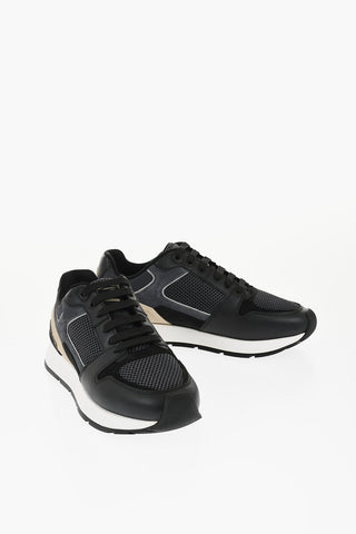 Leather Lace-Up Sneakers with Breathable Inserts