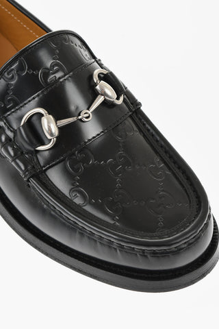 Brushed Leather Loafers with Monogram Embossed Detail