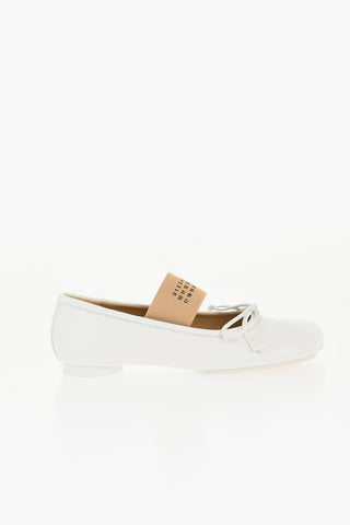 MM6 Leather Mary Jane Ballet Flats with Elastic Band