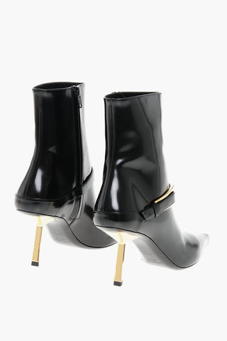 Stivaletti in Pelle Spazzolata con Cinturino 8cm
