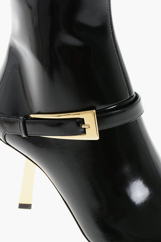 Stivaletti in Pelle Spazzolata con Cinturino 8cm