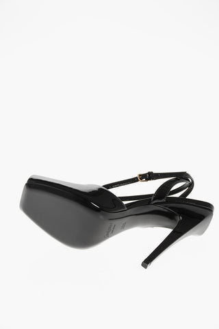 Patent Leather Sandals with Ankle Strap 11cm