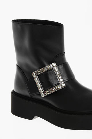 Stivaletti Biker in Pelle con Fibbia Gioiello