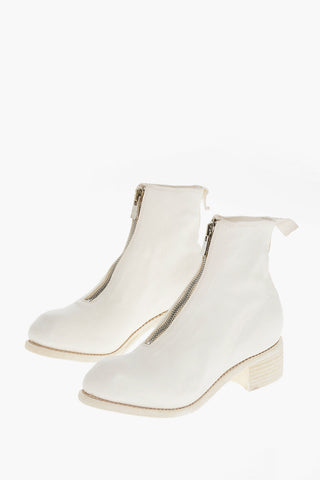 Stivaletti in Pelle con Zip Frontale 5cm