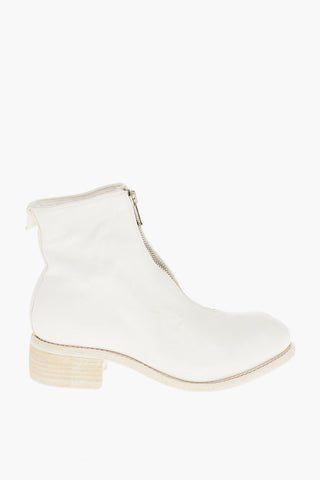 Stivaletti in Pelle con Zip Frontale 5cm