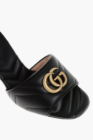 Quilted Leather Open Toe Mules with Spool Heel 8cm