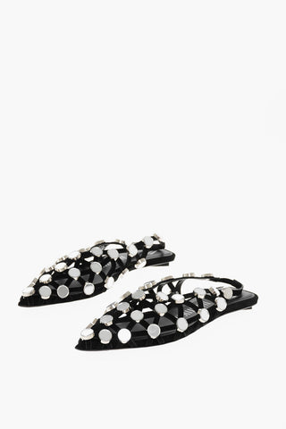 See Through Slingback Mules with Rhinestones