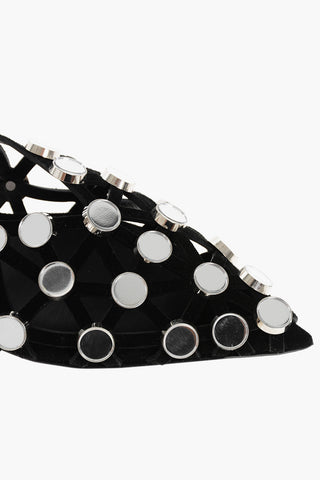 See Through Slingback Mules with Rhinestones