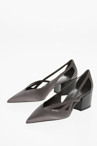 Pumps a Punta in Satin con Cut-outs 6cm