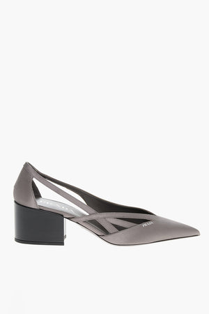 Satin Pointed-Toe Pumps with Cut-Outs 6cm