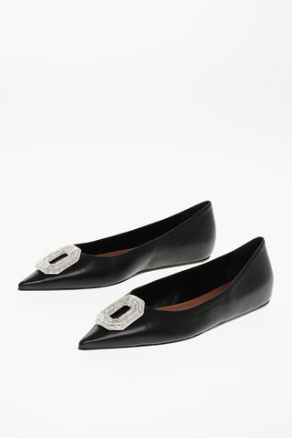 Leather CAMELIA Ballet Flats with Jewel Buckle