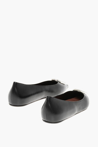 Leather CAMELIA Ballet Flats with Jewel Buckle
