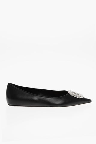 Leather CAMELIA Ballet Flats with Jewel Buckle