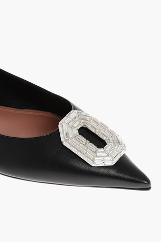 Leather CAMELIA Ballet Flats with Jewel Buckle