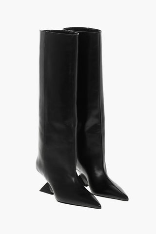 Leather CHEOPE Tube Boots with Spool Heel 7cm