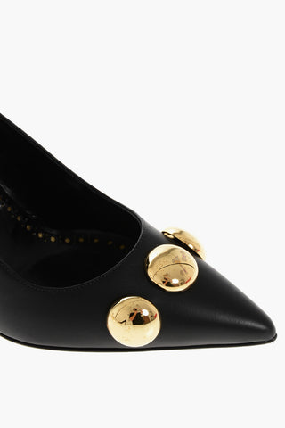 Leather CHAPPA Pumps with Metal Details 9cm