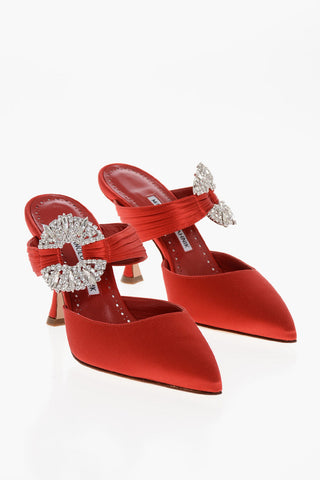 Mules in Satin MAIDUGURA con Dettaglio Gioiello 9cm