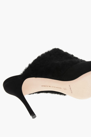Mules PELOS aus Wildleder mit Ecopelz-Detail, 10 cm Absatz