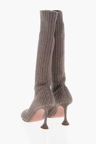 Strickstiefel FUZZY RIB unter dem Knie 9 cm