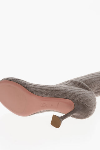 Strickstiefel FUZZY RIB unter dem Knie 9 cm