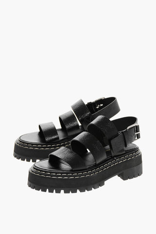 Leather Sandals SHINY with Lug Sole