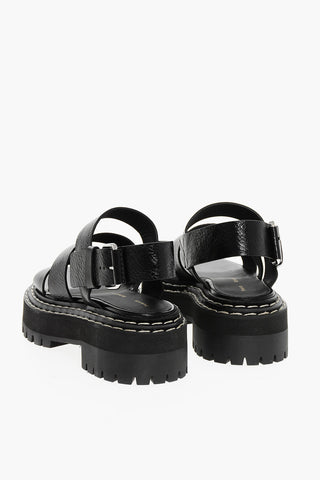 Leather Sandals SHINY with Lug Sole