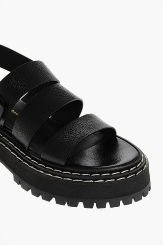 Leather Sandals SHINY with Lug Sole